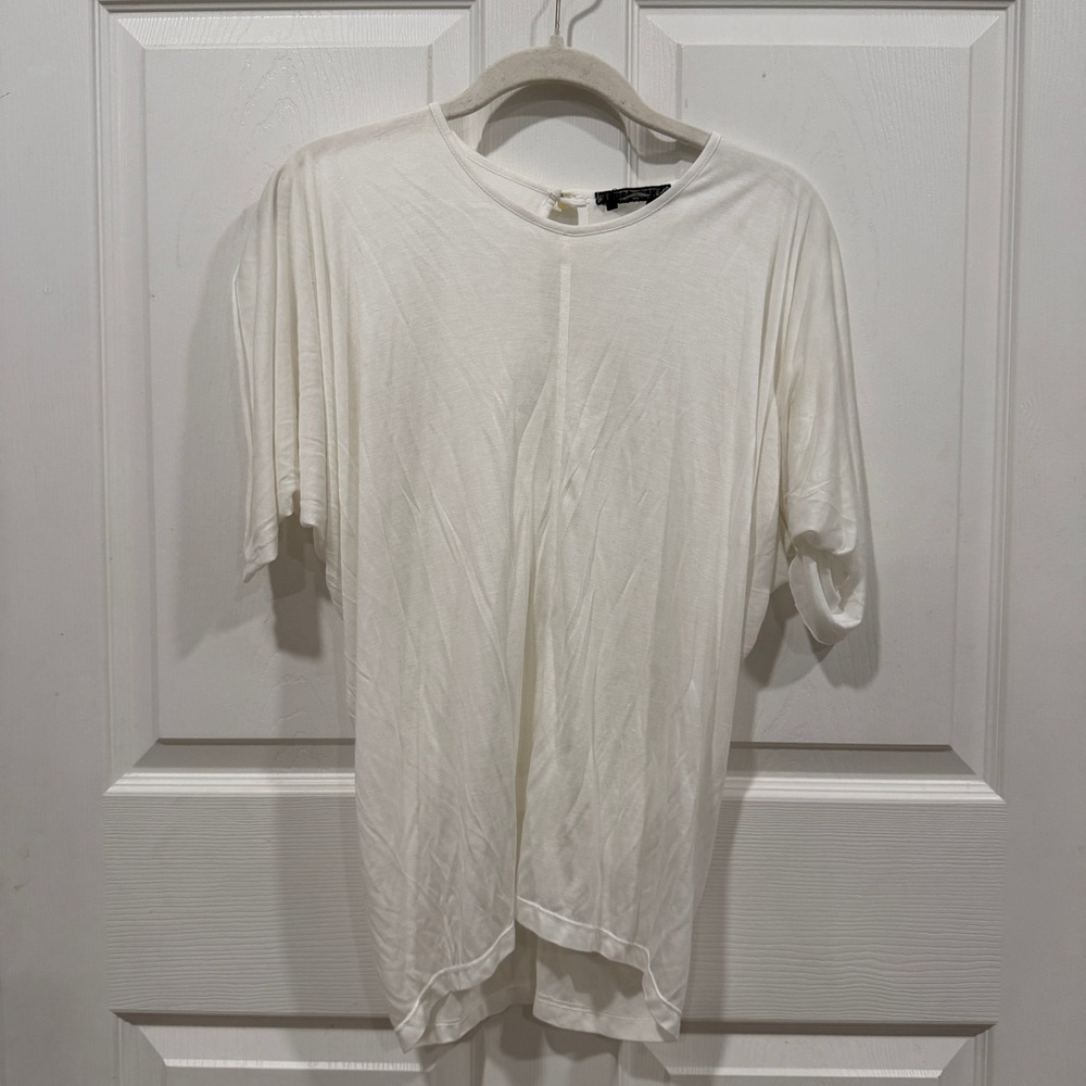 Amber Sakai Women's White Light Jersey Dolman Sleeve Draped T-Shirt Top‎ Size S